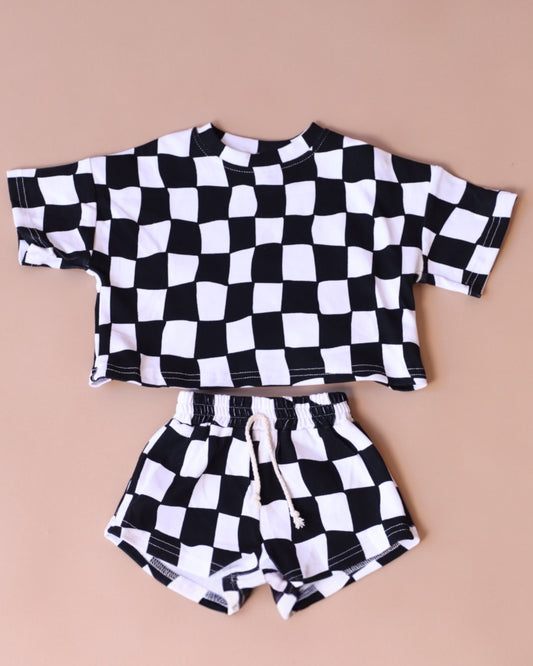 Black & White Checkered Short Set