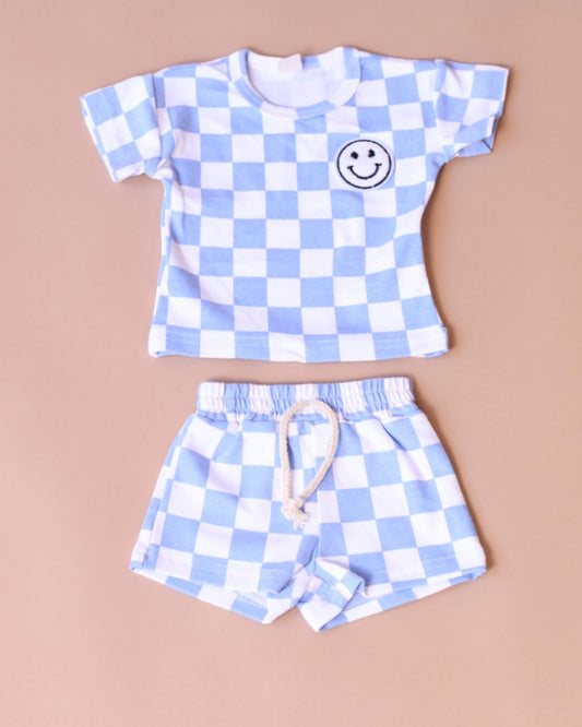 Smiley Checkered Short Set